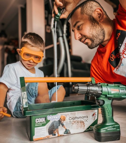  Duża Skryznka z Narzędziami dla Dzieci Zestaw Majsterkowicza Wkrętarko-Wiertarka 15 el.