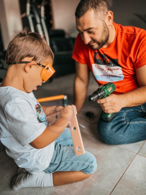  Duża Skryznka z Narzędziami dla Dzieci Zestaw Majsterkowicza Wkrętarko-Wiertarka 15 el.