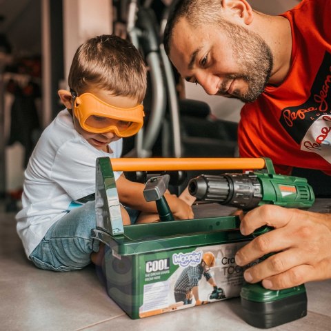  Duża Skryznka z Narzędziami dla Dzieci Zestaw Majsterkowicza Wkrętarko-Wiertarka 15 el.