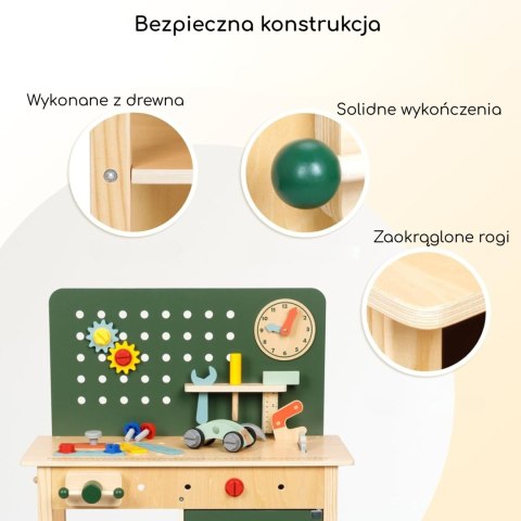  GREEN Drewniany Warsztat STEM Zestaw z Narzędziami