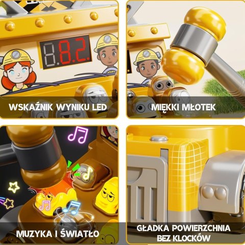  Gra Zręcznościowa Uderz Młotkiem Wbijak Plac Budowy z Akcesoriami