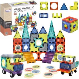  Klocki Magnetyczne 3D Zestaw Zamek Pojazdy 71el.