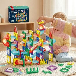  Klocki Magnetyczne Konstrukcyjne 3D Zestaw Edukacyjny Tor Kulkowy 105el.