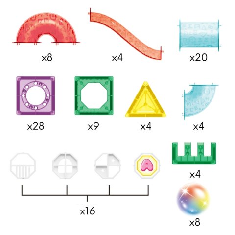  Klocki Magnetyczne Konstrukcyjne 3D Zestaw Edukacyjny Tor Kulkowy 105el.