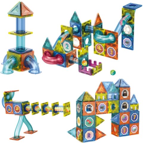  Klocki Magnetyczne Konstrukcyjne 3D Zestaw Edukacyjny Tor Kulkowy 42 el.