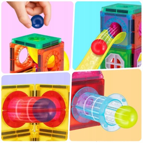  Klocki Magnetyczne Konstrukcyjne 3D Zestaw Edukacyjny Tor Kulkowy 42 el.
