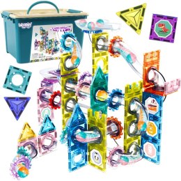  Klocki Magnetyczne Konstrukcyjne 3D Zestaw Edukacyjny Tor Kulkowy Kulodrom 126el.