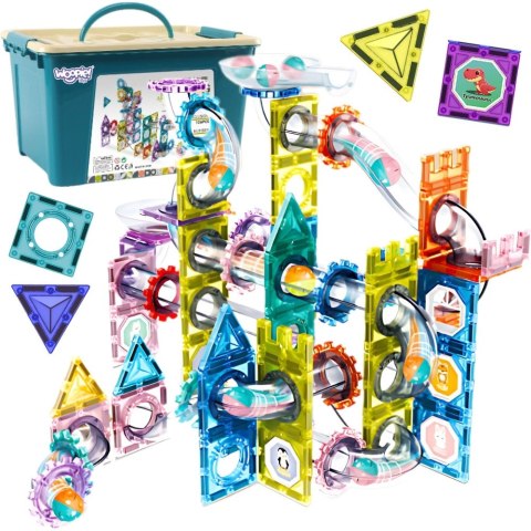  Klocki Magnetyczne Konstrukcyjne 3D Zestaw Edukacyjny Tor Kulkowy Kulodrom 126el.
