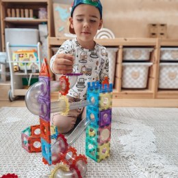  Klocki Magnetyczne Konstrukcyjne 3D Zestaw Edukacyjny Tor Kulkowy Kulodrom 126el.
