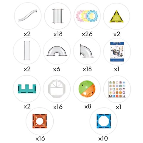  Klocki Magnetyczne Konstrukcyjne 3D Zestaw Edukacyjny Tor Kulkowy Kulodrom 126el.