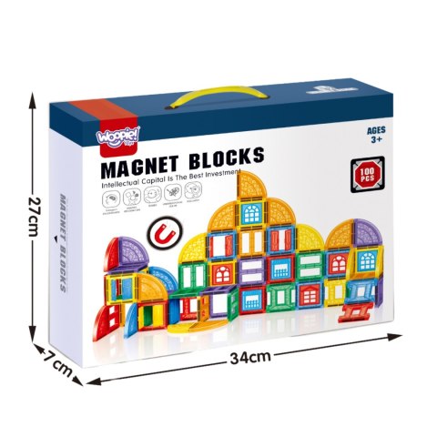  Klocki Magnetyczne Konstrukcyjne 3D Zestaw Edukacyjny Zamek 100el.