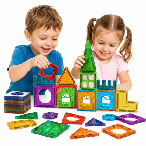  Klocki Magnetyczne Konstrukcyjne 3D Zestaw Edukacyjny Zamek 30el.