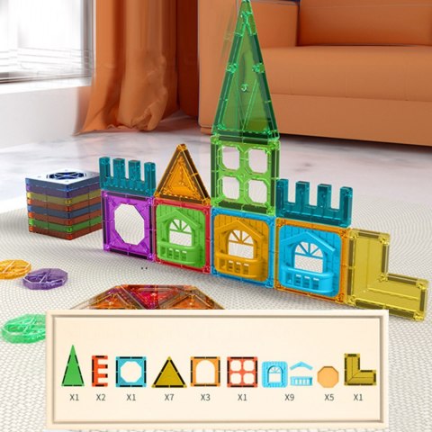  Klocki Magnetyczne Konstrukcyjne 3D Zestaw Edukacyjny Zamek 30el.
