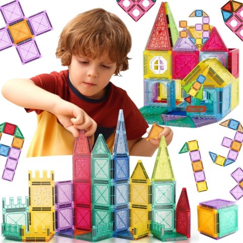  Klocki Magnetyczne Konstrukcyjne 3D Zestaw Edukacyjny Zamek Pojazdy110el..