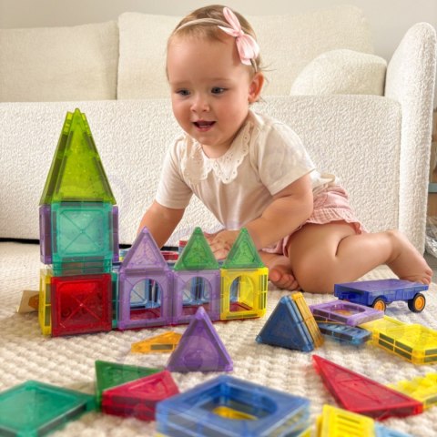  Klocki Magnetyczne Konstrukcyjne 3D Zestaw Edukacyjny Zamek Pojazdy110el..