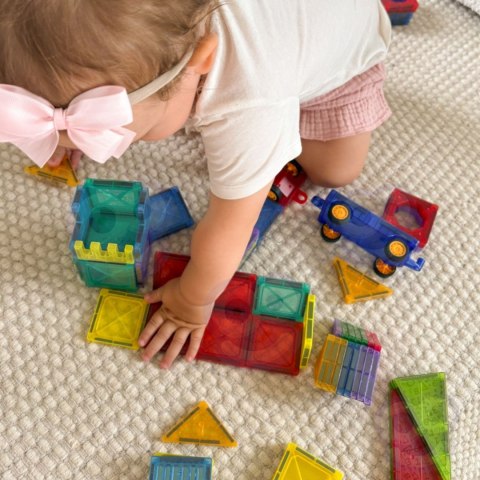  Klocki Magnetyczne Konstrukcyjne 3D Zestaw Edukacyjny Zamek Pojazdy110el..