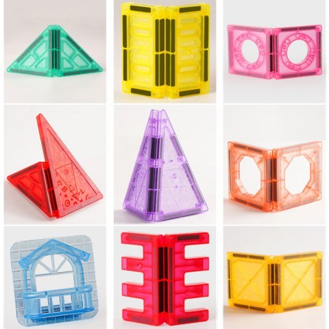  Klocki Magnetyczne Konstrukcyjne 3D Zestaw Edukacyjny Zamek Pojazdy110el..