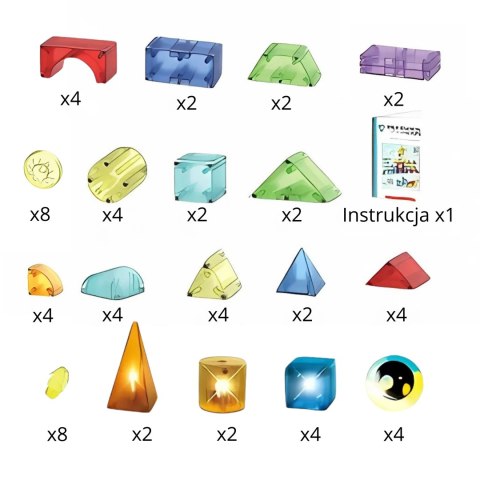  Klocki Magnetyczne Konstrukcyjne Sześciany 3D Zestaw Edukacyjny 63 el.