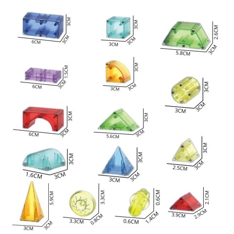  Klocki Magnetyczne Konstrukcyjne Sześciany 3D Zestaw Edukacyjny 63 el.