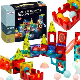  Klocki Magnetyczne Tor Kulkowy Świetlny 75 el.