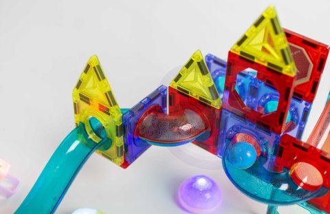  Klocki Magnetyczne Tor Kulkowy Świetlny 75 el.