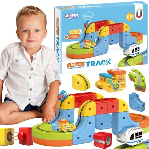  Magiczna Kolejka Kostkowa Klocki Konstrukcyjne Tor Antygrawitacyjny Magnetyczny 18el..