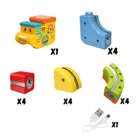  Magiczna Kolejka Kostkowa Klocki Konstrukcyjne Tor Antygrawitacyjny Magnetyczny 18el..