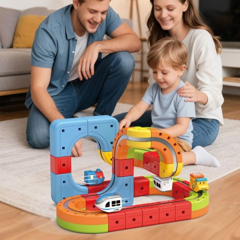  Magiczna Kolejka Kostkowa Klocki Konstrukcyjne Tor Antygrawitacyjny Magnetyczny 32el.