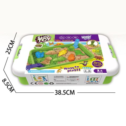  Piasek Kinetyczny 1,5 kg Zestaw XXL ZOO Safari Stolik z Foremkami