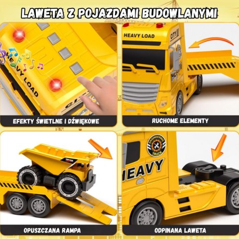  Samochód Laweta z Pojazdami Budowlanymi