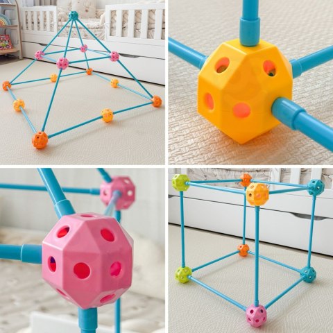  Zestaw Konstrukcyjny XXL Klocki do Budowania Namiotu Bazy Rurki Słomki 340 el.