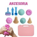  Zestaw Piasek Kinetyczny Lody w Walizce 1kg + Akcesoria