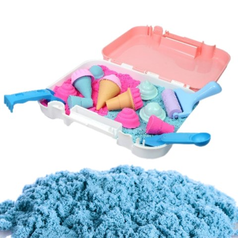  Zestaw Piasek Kinetyczny Lody w Walizce 1kg + Akcesoria