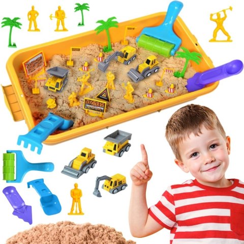  Zestaw Piasek Kinetyczny Plac Budowy w Walizce Pojazdy 1kg