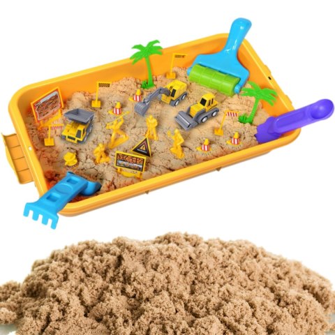  Zestaw Piasek Kinetyczny Plac Budowy w Walizce Pojazdy 1kg