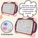  Znikopis Tablica Magnetyczna Kolorowa + 2 Stempelki Fioletowy