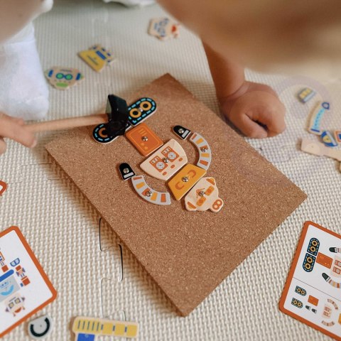  Drewniana Przybijanka Roboty 45 elementów Montessori