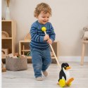  TOYS Drewniany Pchacz Pingwin Zabawka na Kiju do Pchania na Roczek