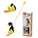  TOYS Drewniany Pchacz Pingwin Zabawka na Kiju do Pchania na Roczek