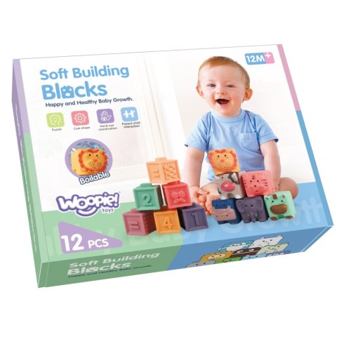  BABY Klocki Sensoryczne Układanka do Ściskania Dźwięk Nauka Liczenia 12 el.