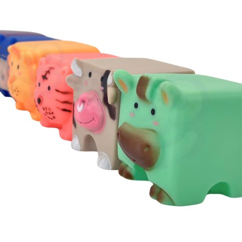  BABY Klocki Sensoryczne Zwierzątka Układanka do Ściskania + Dźwięk 6 el.