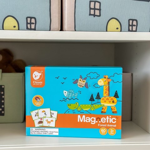 CLASSIC WORLD Układanka Magnetyczna Zwierzęta Tablica Klocki Puzzle Pamięć 60 el.