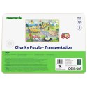 TOOKY TOY Drewniane Puzzle Montessori Pojazdy Samochody Samolot Statek Miasto Dopasuj Kształty