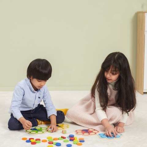  Drewniana Gra Dopasuj Kolory Pawi Ogon Montessori + Karty