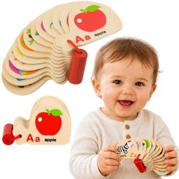  Drewniana Książeczka do Nauki Alfabetu i Angielskiego Montessori