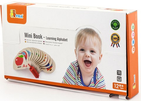  Drewniana Książeczka do Nauki Alfabetu i Angielskiego Montessori