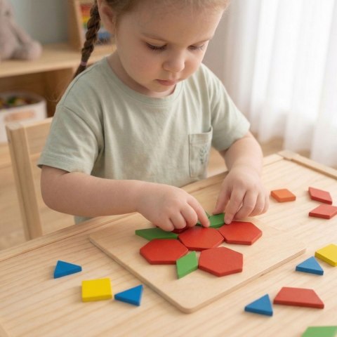 Drewniana Mozaika Geometryczna Klocki Dienesa Układanka Logiczna Montessori148 el