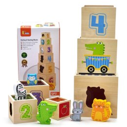  Drewniana Piramidka Edukacyjna Montessori Sorter Klocki Układanka