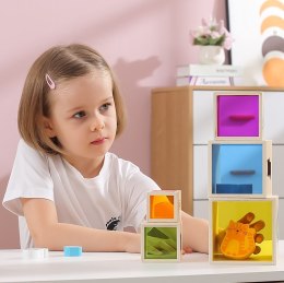  Drewniana Piramidka Edukacyjna Montessori Sorter Klocki Układanka