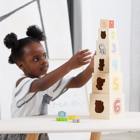  Drewniana Piramidka Edukacyjna Montessori Sorter Klocki Układanka